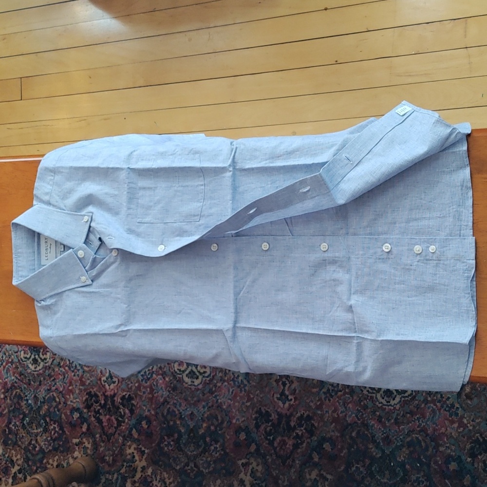 Ledbury blue linen blend short sleeve - Picture 2 of 7